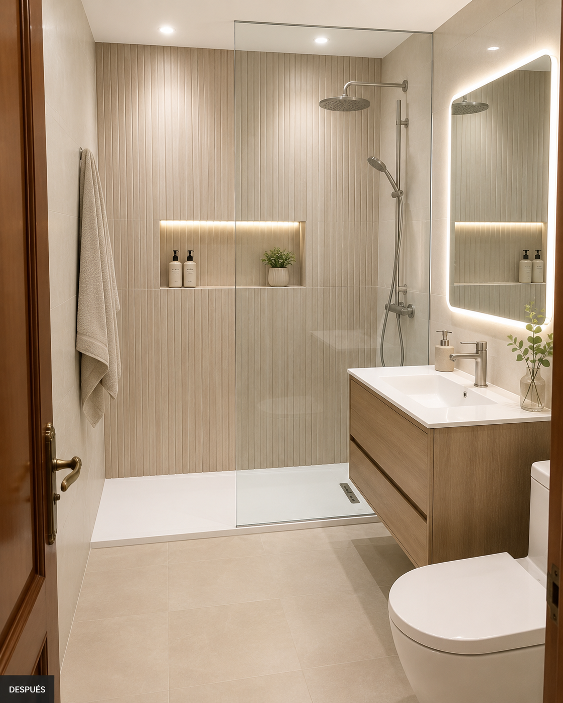 Baño moderno tras la reforma integral de Reformas Miguel